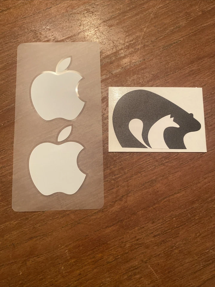 Auténtica calcomanía adhesiva de accesorios de Apple (2) + Bear Fox + pegatina misteriosa ¡4 en total! Foto 2 de 3