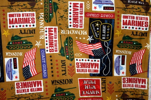 SERVICE WITH PRIDE - ARMY - NAVY - COAST GUARD - MARINES - 100% COTTON FABRIC - Picture 4 of 5