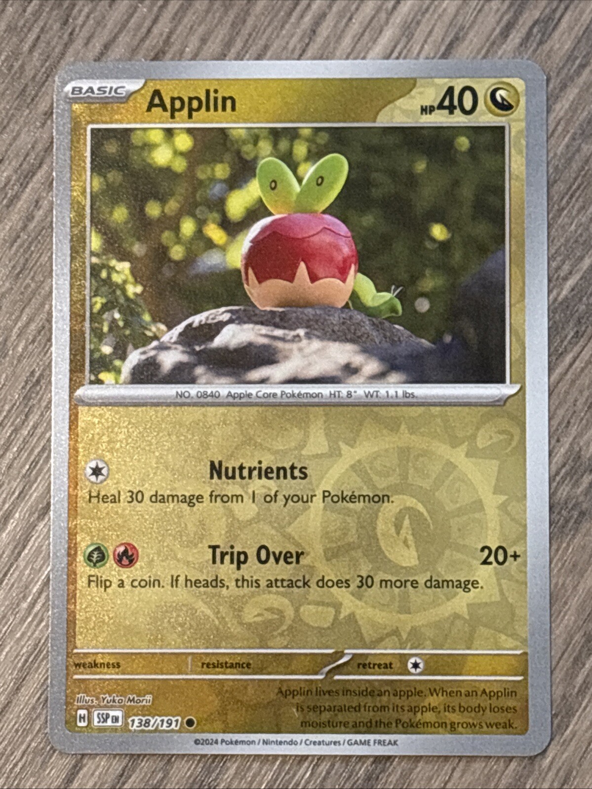 REVERSE HOLO Applin 138/191 NM/M Yuka Morii Clay Art Surging Sparks Pokemon Card
