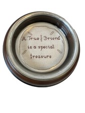 Vtg Sudberry House CrossStitch Coaster Removable Glass Top Friendship Cottagecor