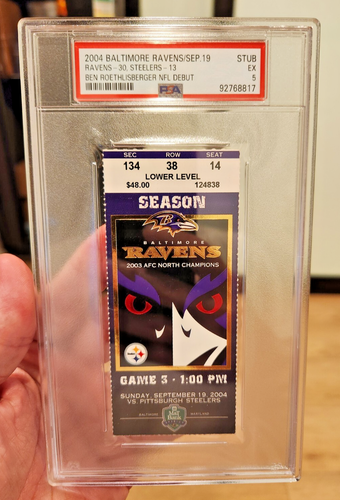 2004 Ben Roethlisberger NFL Debut Ticket 19.09.04 - PSA 5 - Steelers Ravens