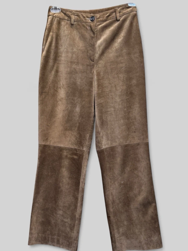 Akris Bergdorf Goodman Women’s Size 6 Brown Suede Goat Leather Suede Pants - Image 2 of 4