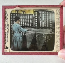 1905 Drawing in Warp Dallas Cotton Mill Glass Color Magic Lantern Slide