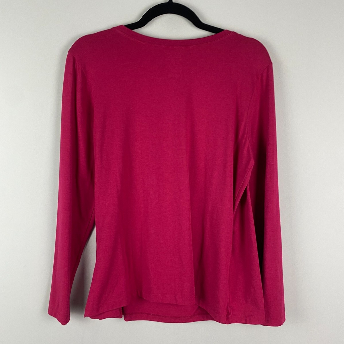 LL Bean Supima Cotton Blend Wrap Blouse Size Petite L Pink Long