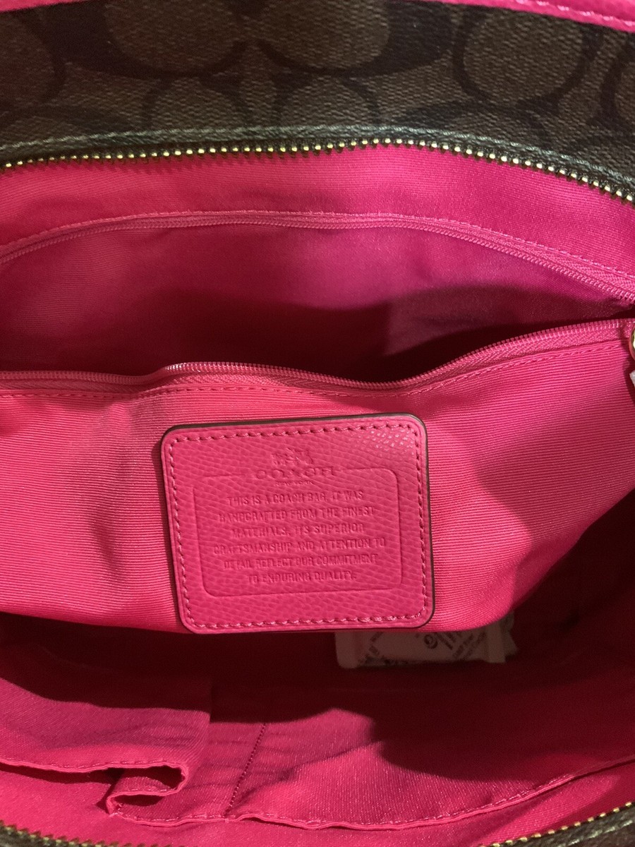 美品✨近年モデル COACH シグネチャートートバッグ ピンクF34603 ✨美品✨近年モデル コーチ シグネチャートートバッグ ピンクF34603