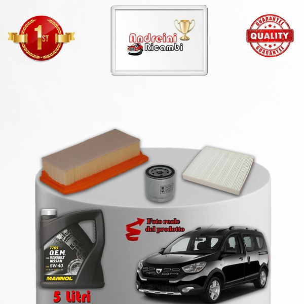 Kit Wartung 3 Filter Und ÖL Dacia Dokker 1.6 75KW 102PS Ab 2015-image