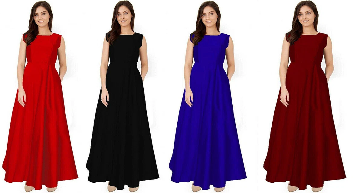 Glamorous Simple Plain But Attractive Tapeta Silk Dress Long