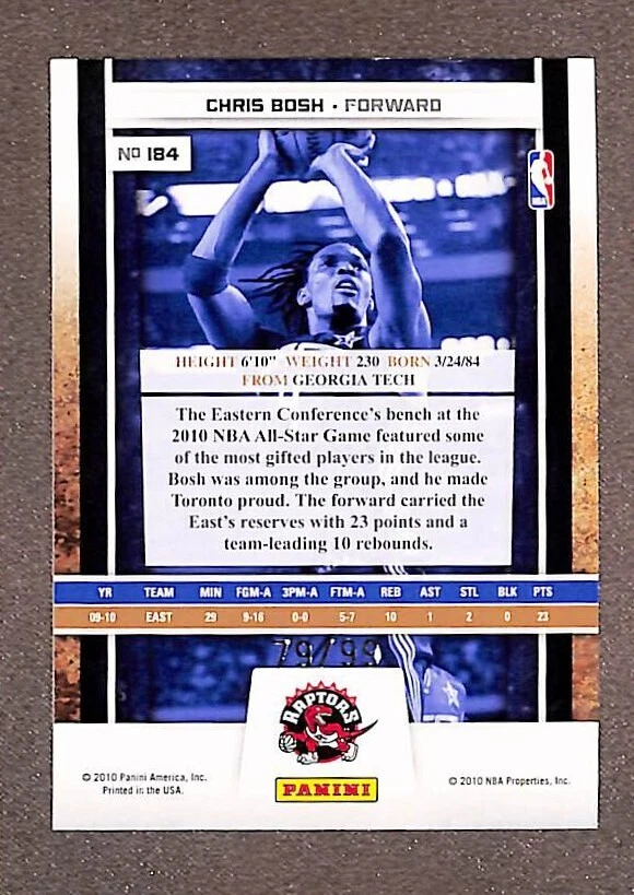 2009-10 Panini Season Update Silver #184 Chris Bosh /99 - Raptors All Star - Image 2 of 3