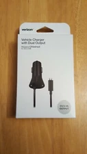 New Verizon Micro USB Car Charger with LED Light and Dual Output Micro USB 5V