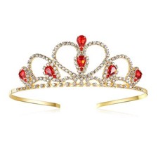 Red Gem Rhinestone Tiara for Kids Birthday Princess Crown Headpiece
