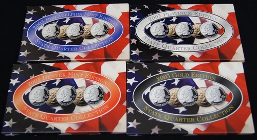 SET OF 4 2003 State Quarters Denver/Philadelphia/Platinum/Gold --