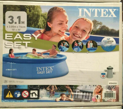 Intex 10ft Easy Set Ring Large Family Pool with Water Filter Pump 28122  Paddling 6941057401478|