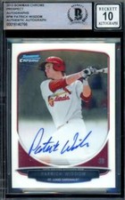 Patrick Wisdom Gem Mint 10 Beckett BAS Signed 2013 Bowman Chrome Prospect Rookie