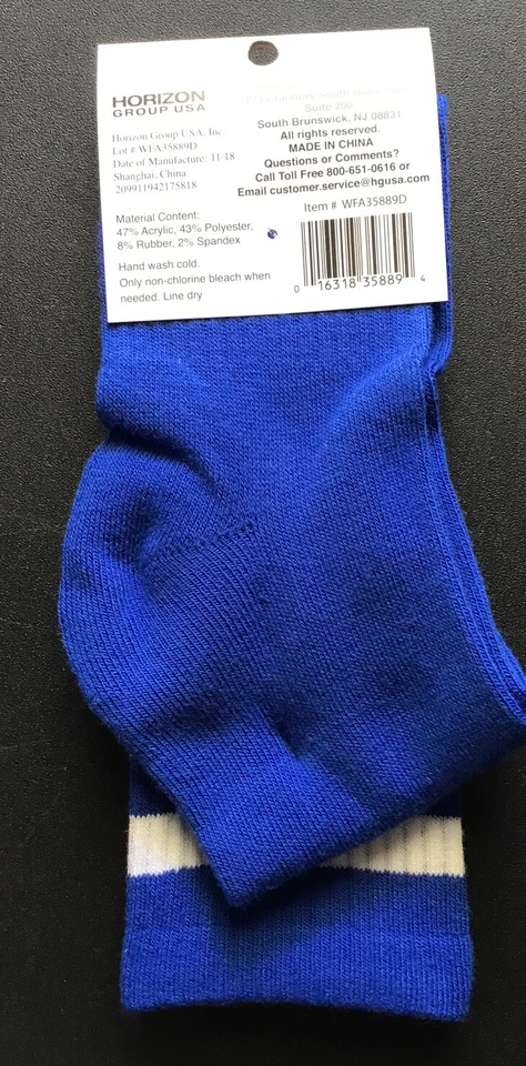 Crie alto! Meias listradas azuis/brancas no joelho - Imagem 2 de 3