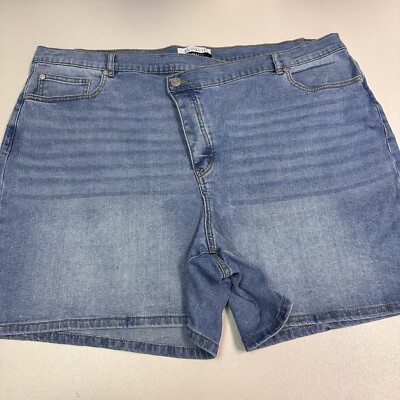 Eloquii Elements Plus Overlaps Waistband Denim Shorts Sz 22 High Waist