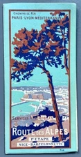 1925 vintage MAP France ROUTE DES ALPES Alps Alpen NICE BARCELONNETTE Travel PLM