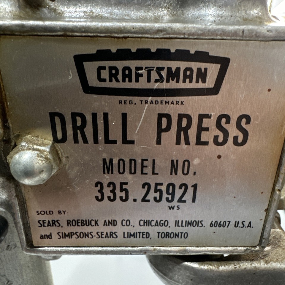 Vintage Sears Craftsman Model No. 335.25921 Drill Press Stand Works Great eBay