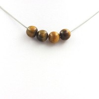 Steine Und MinéRaux. Halskette 4 Perlen Tigerauge 8 MM Kette Stahl GefräSt