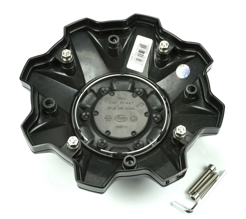 4x NUEVAS tapas centrales para llantas todo terreno de combustible negro brillante atornilladas 8 orejetas 1002-53 GB Foto 4 de 4