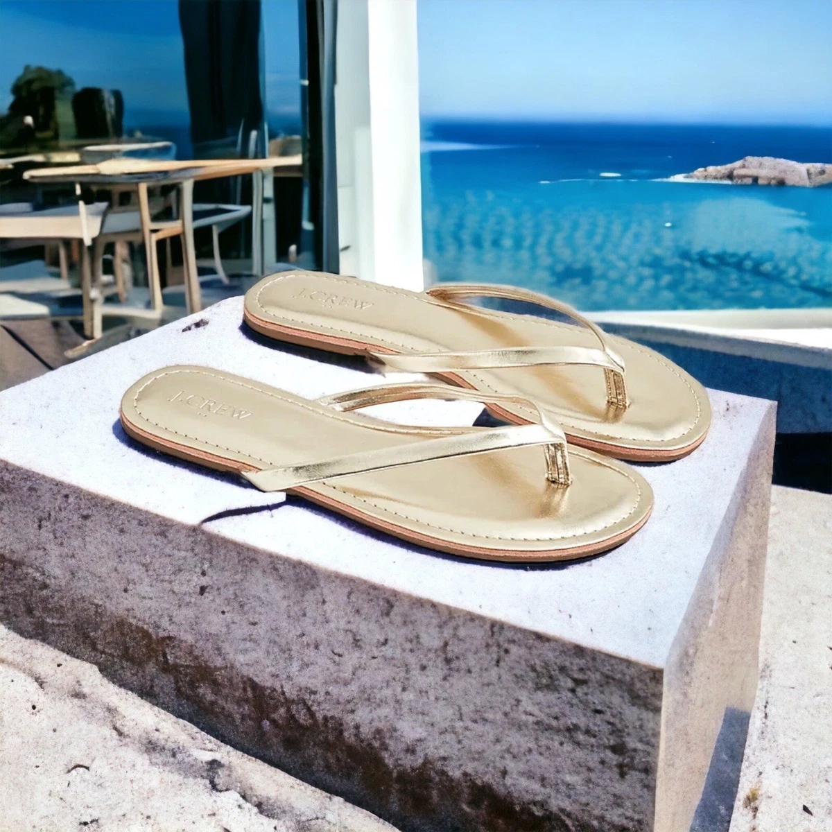 J crew gold store flip flops