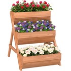 Outsunny 3 Tier Raised Garden Bed Wooden Elevated Planter Box Kit, Brown
