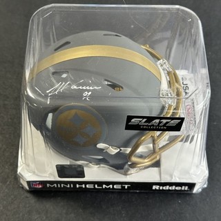 James Harrison Signed Pittsburgh Steelers Slate Mini Football Helmet AUTO JSA