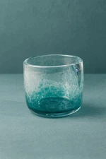 Hand-Blown Teal Studio Art Glass Vase – Bubble Base/Ash Tray Design