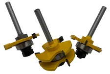 3 Pc Tongue and Groove Router Bits 1/4 Shank 3 Carbide T-Shape Wood Cutter