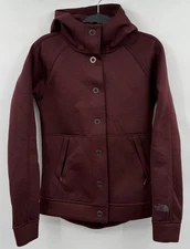 The North Face 3D Thermal Size XS Merlot Burgundy Hooded Snap Jacket Zip Pockets