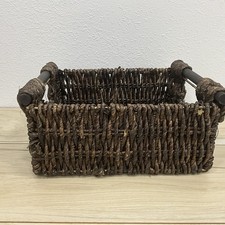 Brown Woven Tapered Rattan Storage Basket 12.5" x 10" x 6"