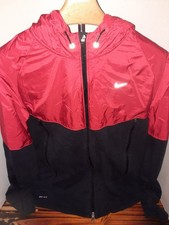 Nike Dryfit Windbreaker Jacket Red/Black Colorblock Hooded Design