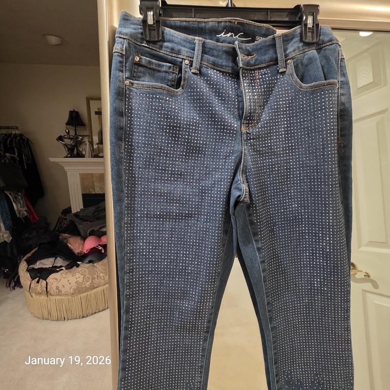 Inc Women's Embellished 6P skinny Leg Med Wash Jean Hot 2026