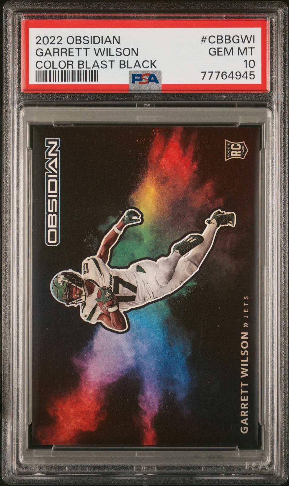 2022 Panini Obsidian Color Blast Black Garrett Wilson #8 PSA 10