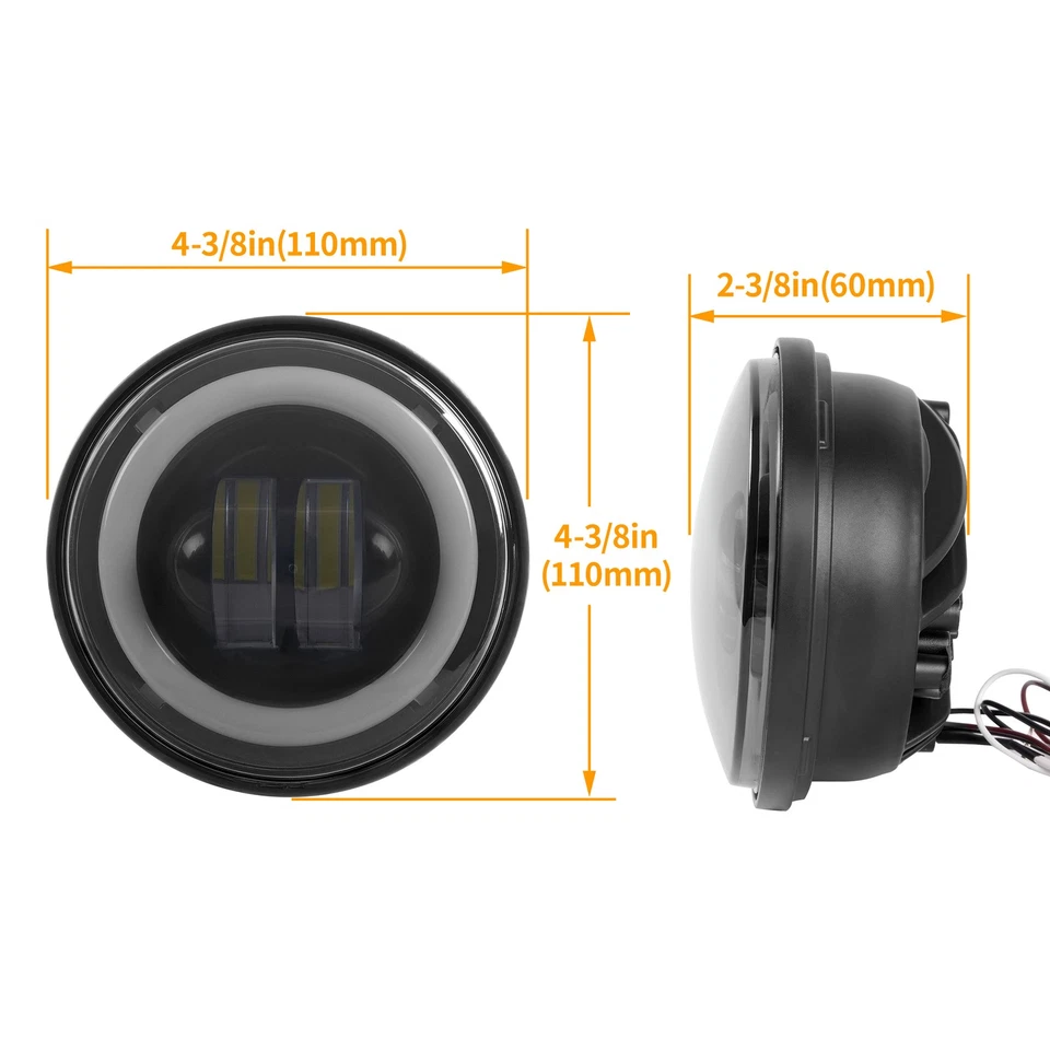 2PC 4.5" LED Spot Passing Fog Lights For Harley Road King 94-up Street Glide 14+ - Image 2 of 4