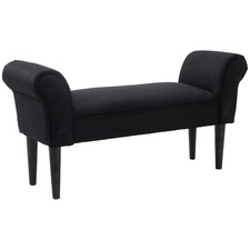 HOMCOM Panca Scarpiera Imbottita di Design con Braccioli Arrotolati, Nero