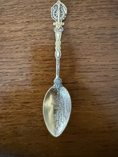 ANTIQUE STERLING SILVER SOUVENIR OUR NAVY GOLD WASH SPOON EAGLE SHIP WHEEL