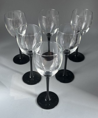 Dekorative Weingläser; Luminarc Arcoroc France; Schwarzer Stiel; 6 Stck