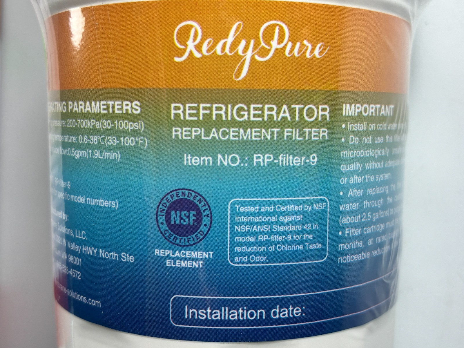 Redy Pure Water Filter RP-FILTER-9/9P GE Hotpoint Kenmore Twist-In NEW SEALED