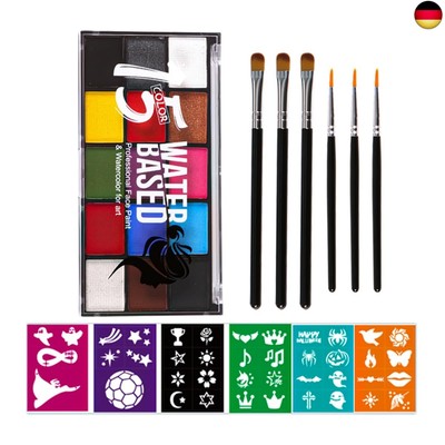 ANCLLO Face Colors Kinder-Make-up-Set, 15 Farben, Gesichtsbemalung,
