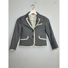 Crewcuts J. Crew Gray Blazer Jacket Youth Girl Size 8 Wool Blend Preppy Academia