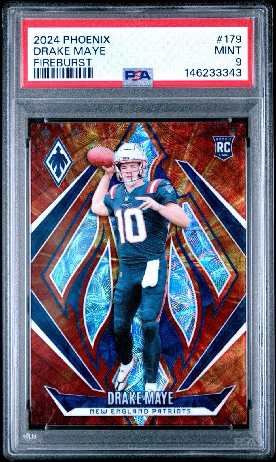 2024 Panini Phoenix Fireburst Drake Maye PSA 9 #179 RC /350 Rookie