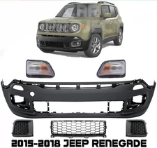 Front Bumper Cover Fascia & Lower Grille Kit For 2015-2018 Jeep Renegade