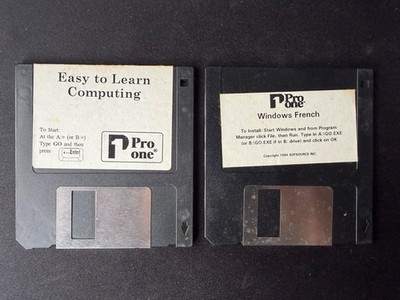 Pro one Easy To Learn Computing / Windows French 2 Disk 3.5'' Set For Windows