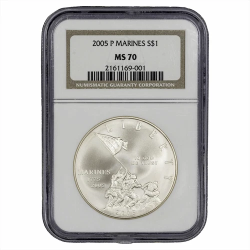 2005P Marines Commemorative Dollar $1 NGC MS 70