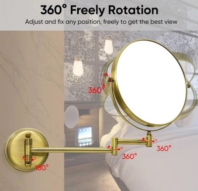 GURUN 8'' Wall Mounted Makeup Mirror with 10X Magnification,Two-Sided Swivel NEW