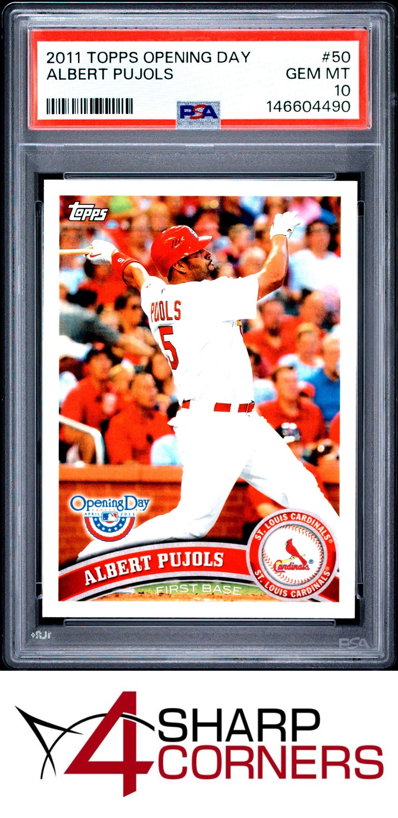 2011 TOPPS OPENING DAY #50 ALBERT PUJOLS CARDINALS PSA 10