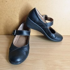 Hotter Nice Womens Black Leather Shoes Size UK 6
