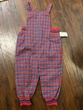 Vintage Carter's Baby Boy 24 Months Red Plaid Overalls VTG Jumper One Piece New