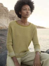100% Organic Cotton Poetry Two-toned Rib Sweater Light Green/Lichen Size 12