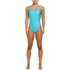 Image of Nike  Swimsuit one piece - Hydrastrong Multi Print Cutout BNWT Turquoise blue